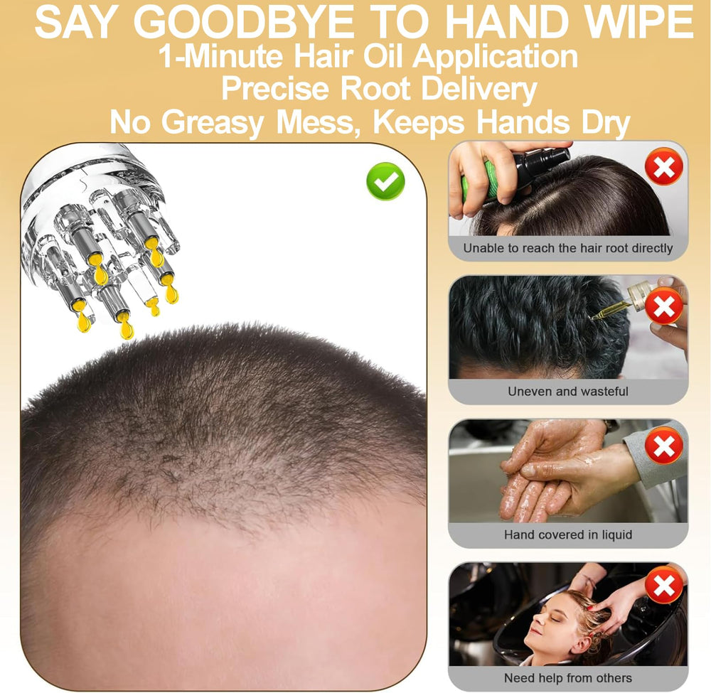 Angel Kiss applicator in use on scalp demonstrating mess-free targeted application