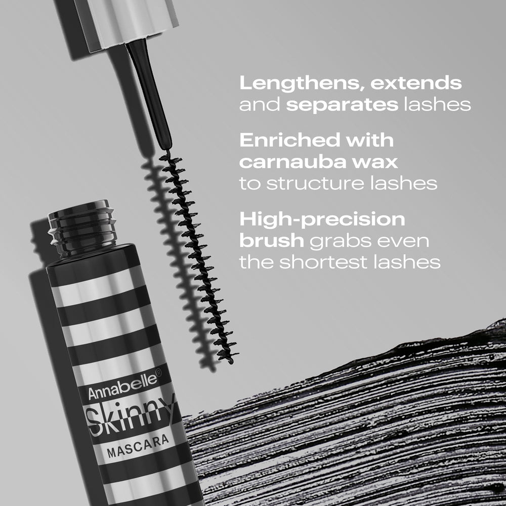 Annabelle skinny mascara in hand size comparison displaying compact 0.13 fl oz portability benefit
