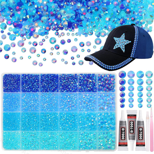 AnoleAir front packaging showing 26,000 blue rhinestones and tool, instant crafting convenience