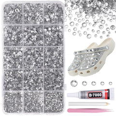 AnoleAir clear rhinestones front packaging showing quantity and mix, great for bulk projects