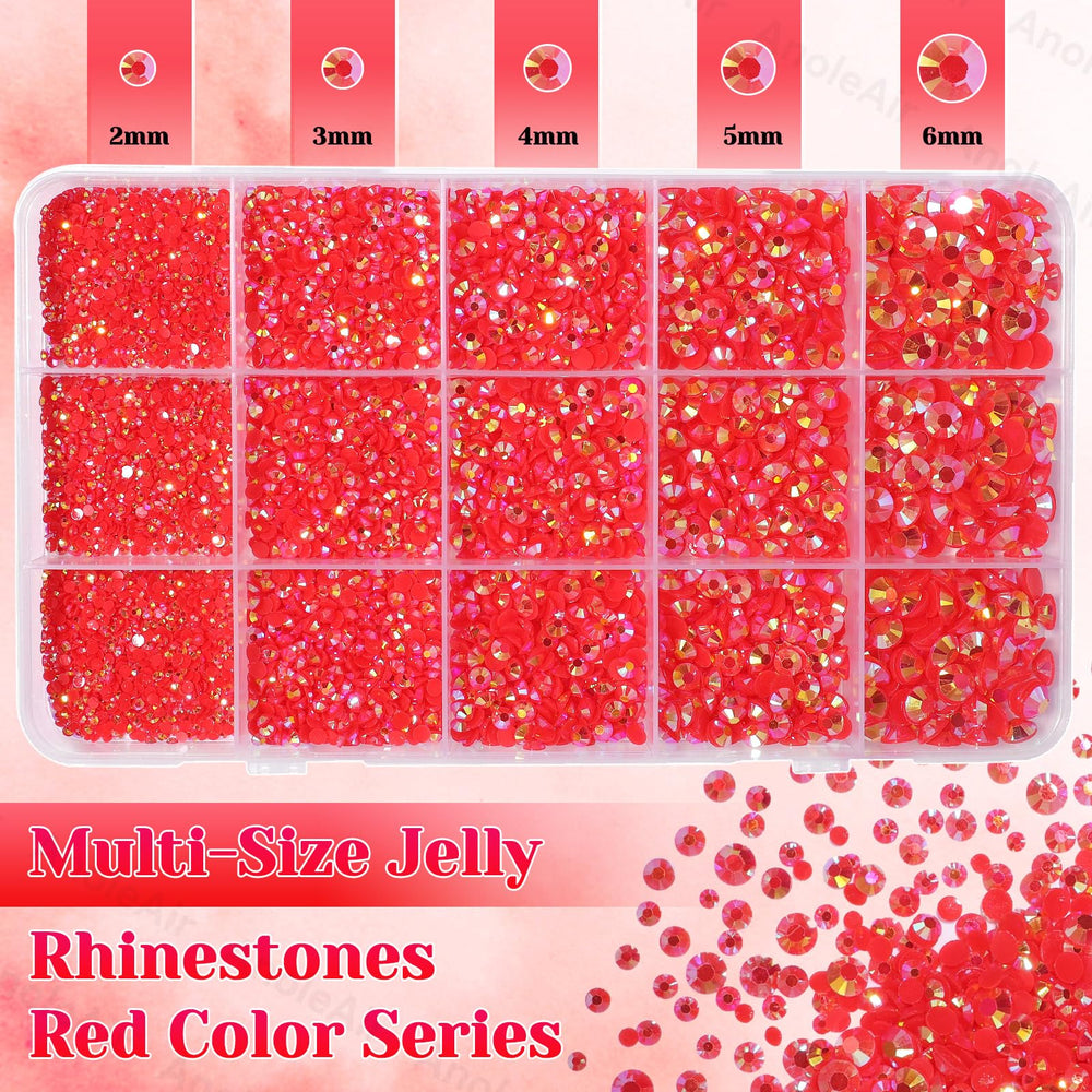 AnoleAir close-up of faceted red rhinestone highlighting bright sparkle