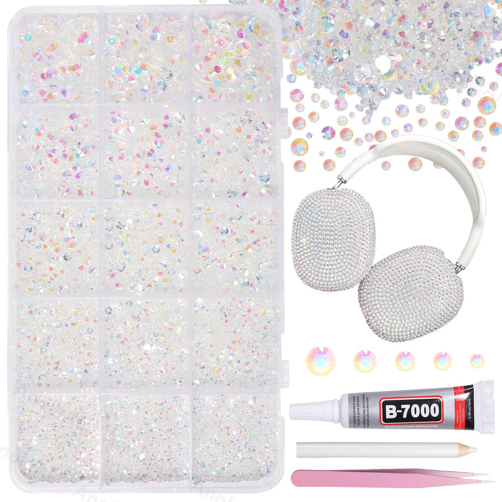 AnoleAir front packaging showing 12000 clear AB rhinestones, great for large projects