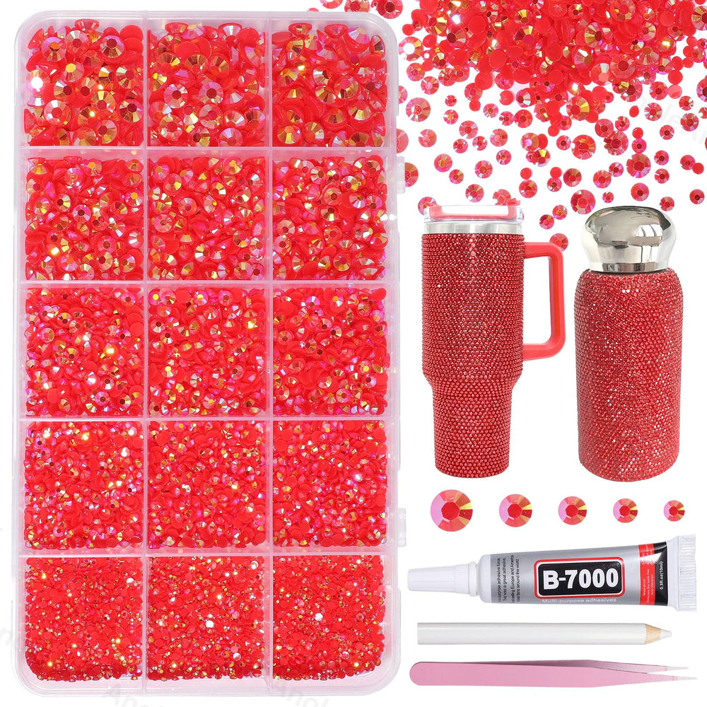 AnoleAir front packaging showing 12000 red rhinestones and included tools