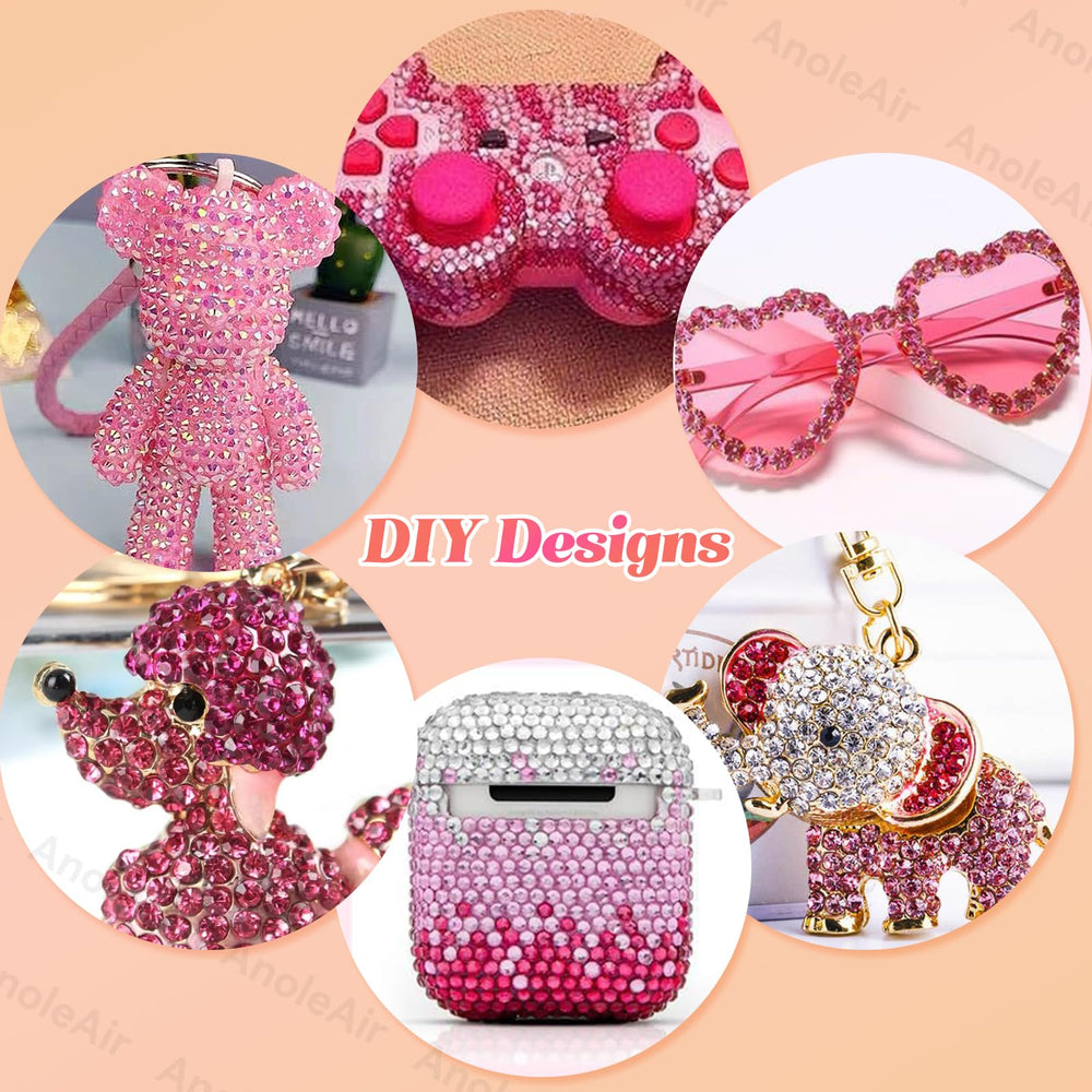 AnoleAir rhinestones placed on nails showing precise cosmetic embellishment option