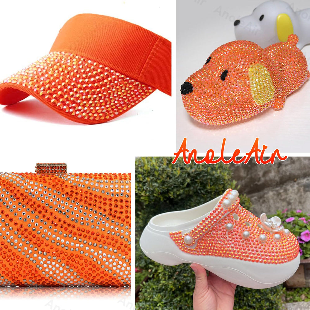 AnoleAir orange gems on model for festival makeup highlighting bold accent