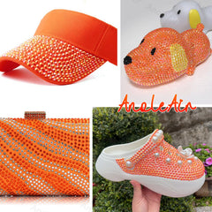 AnoleAir orange gems on model for festival makeup highlighting bold accent
