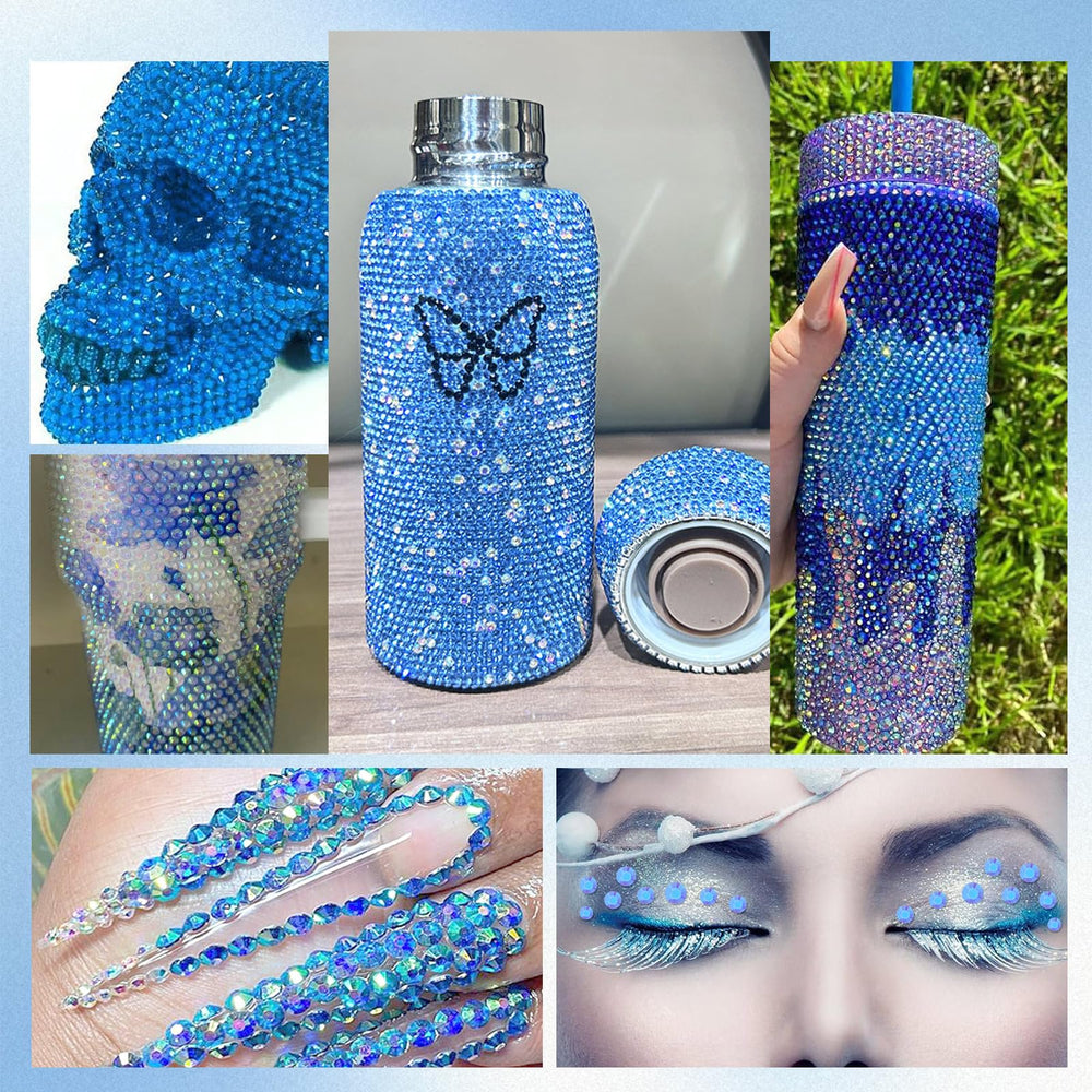 AnoleAir rhinestones applied to tumbler before epoxy creating layered sparkle