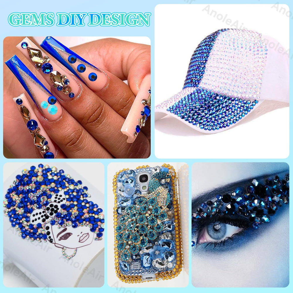 AnoleAir pickup pen and tweezers with gems being placed, enabling accurate, fast application