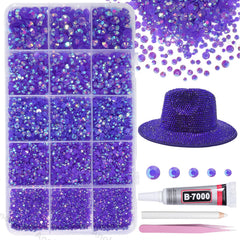 AnoleAir front packaging showing 12000-piece purple rhinestone kit, clear contents benefit