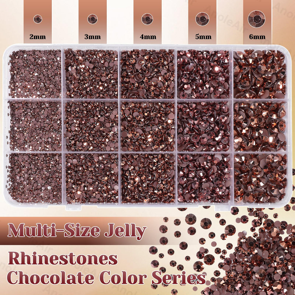 AnoleAir close-up of mixed 2mm–6mm rhinestones displaying size variety for precise designs