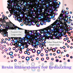 AnoleAir tweezer and pickup pencil with gems demonstrating precise placement and easier application