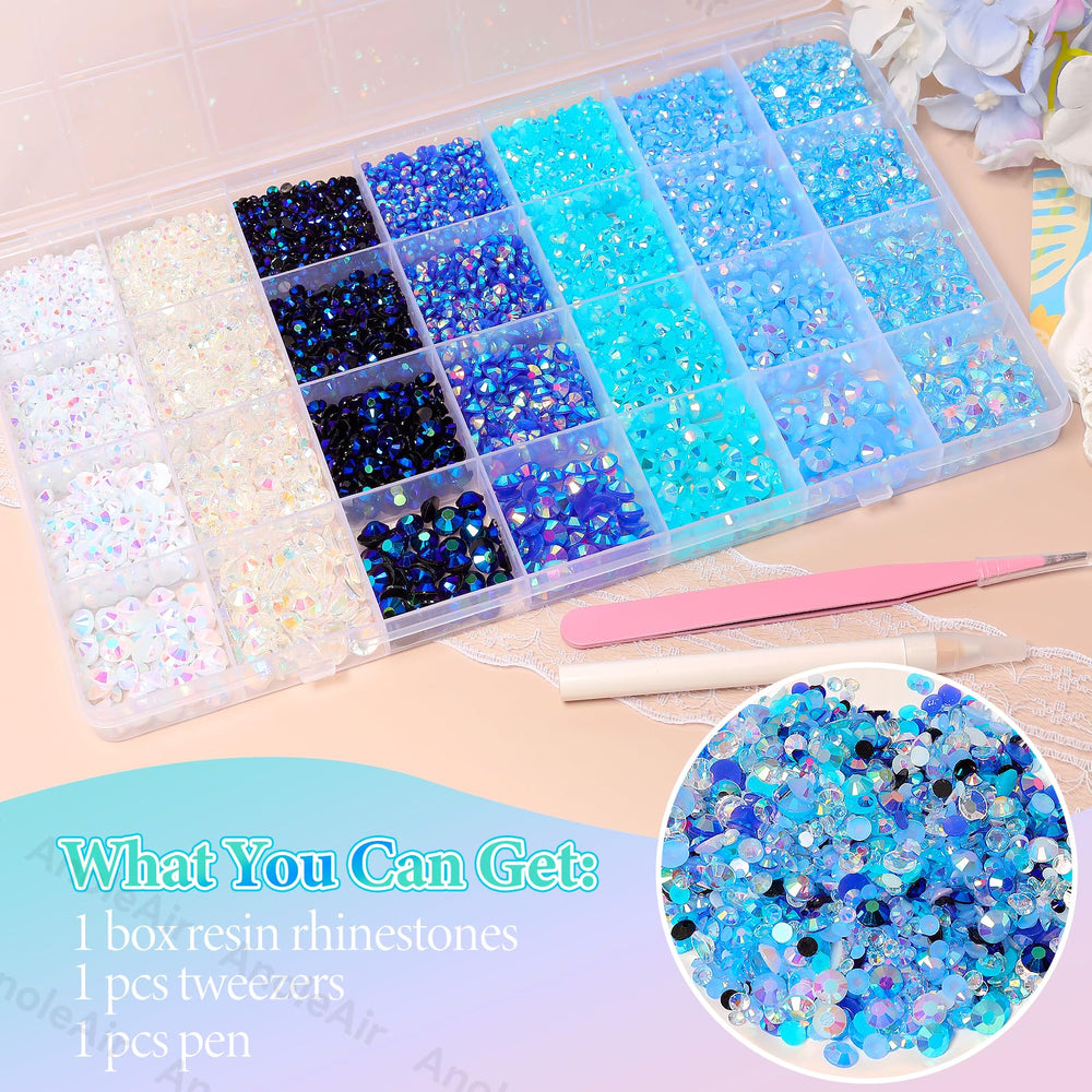 AnoleAir decorated tumbler with blue gems demonstrating secure adhesion and dazzling finish
