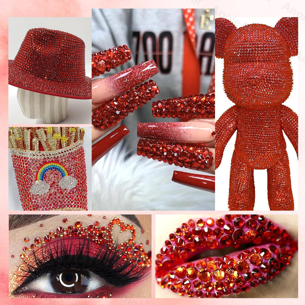 AnoleAir decorated tumbler with red gems showing finished sparkle effect