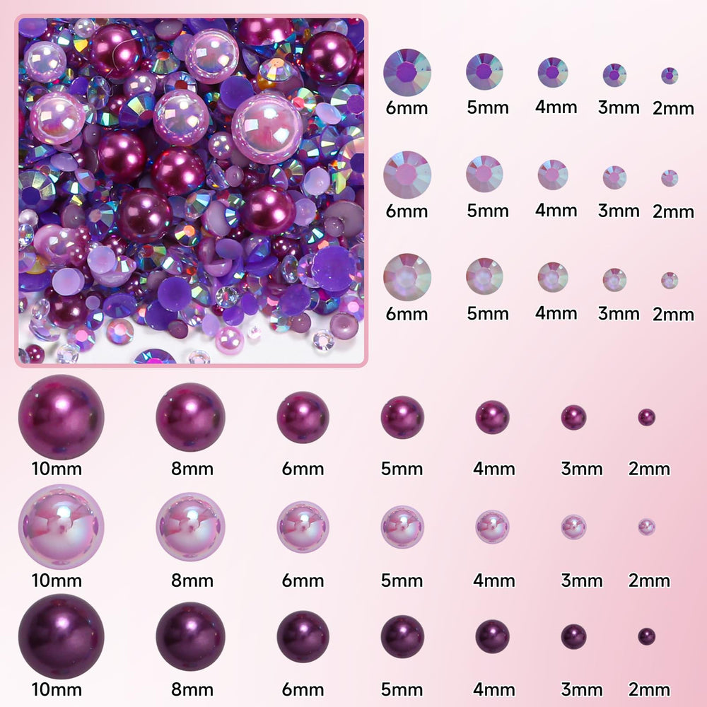 Anower flatback pearls displayed by size displaying variety for precise embellishing