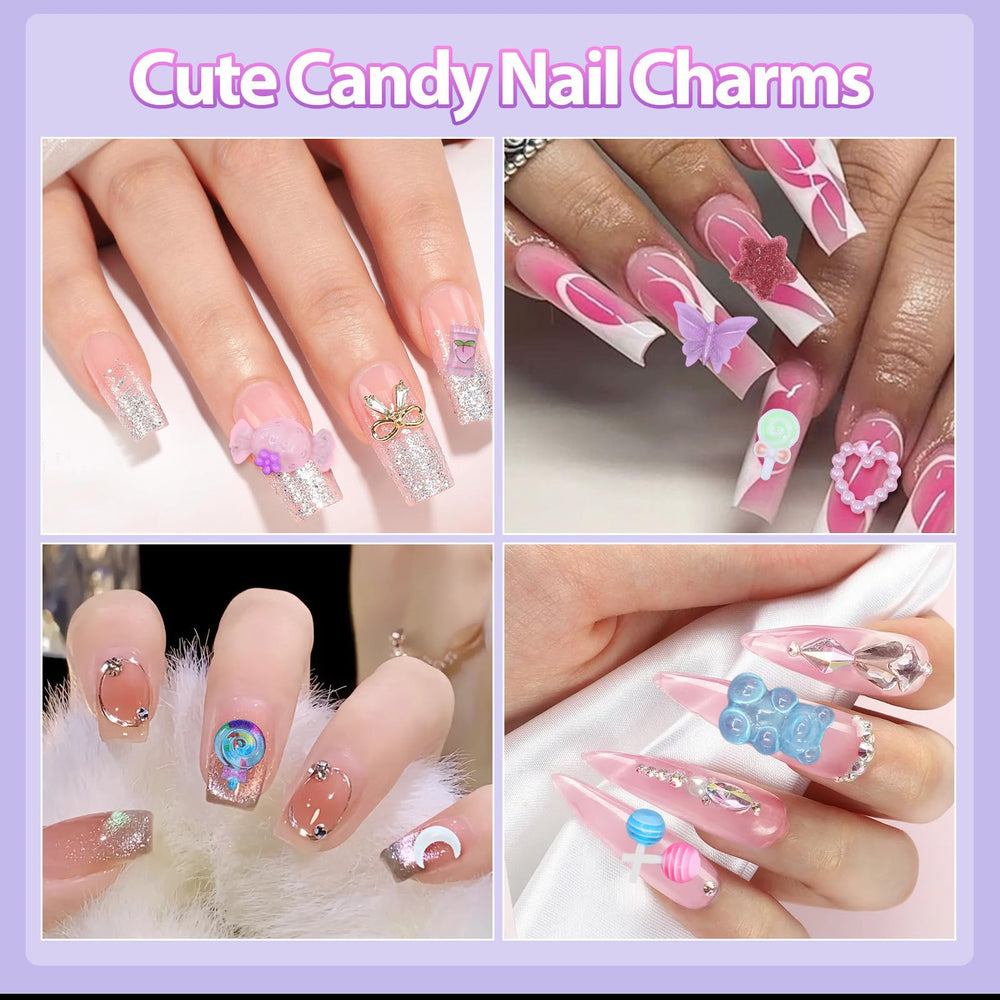 Anower charms in a studio manicure scene showcasing professional finish