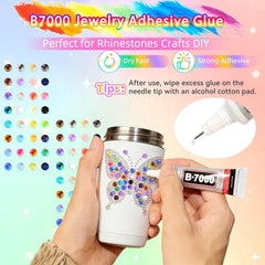 Anower tweezers holding a rhinestone demonstrating precise placement advantage