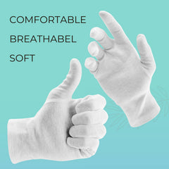 ANSMIO model wearing gloves demonstrates night-care retention of moisturizer