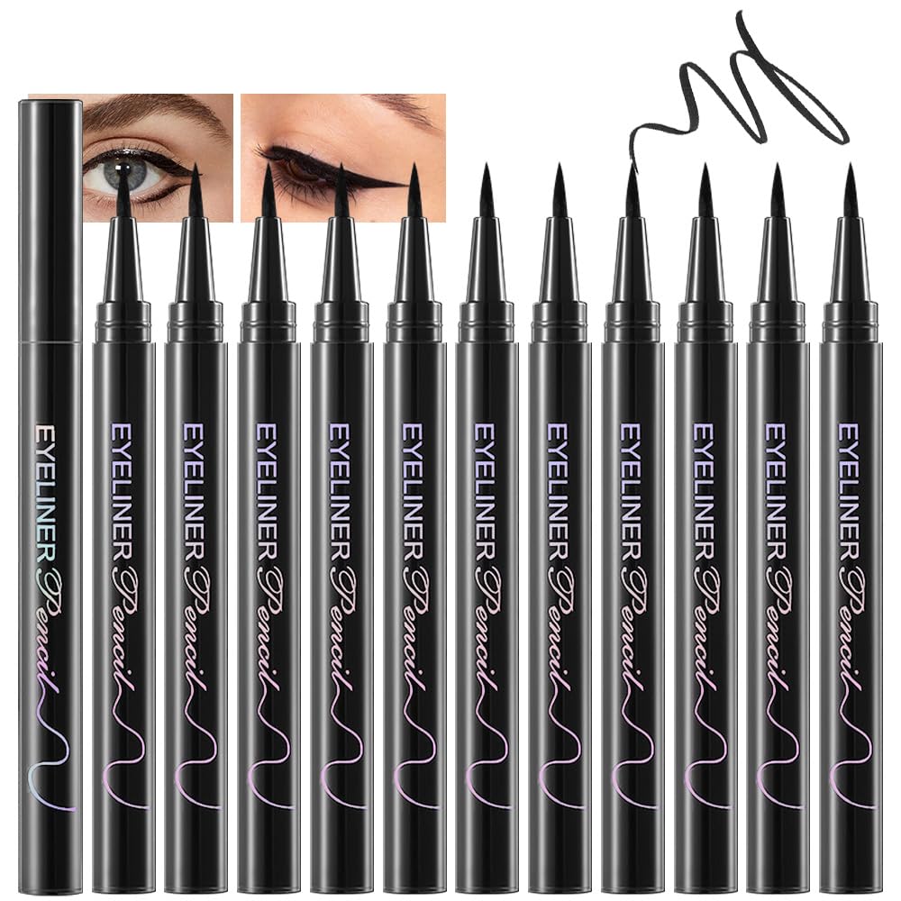 Anwuozu front packaging showing 12 matte black eyeliner pens and value pack benefit