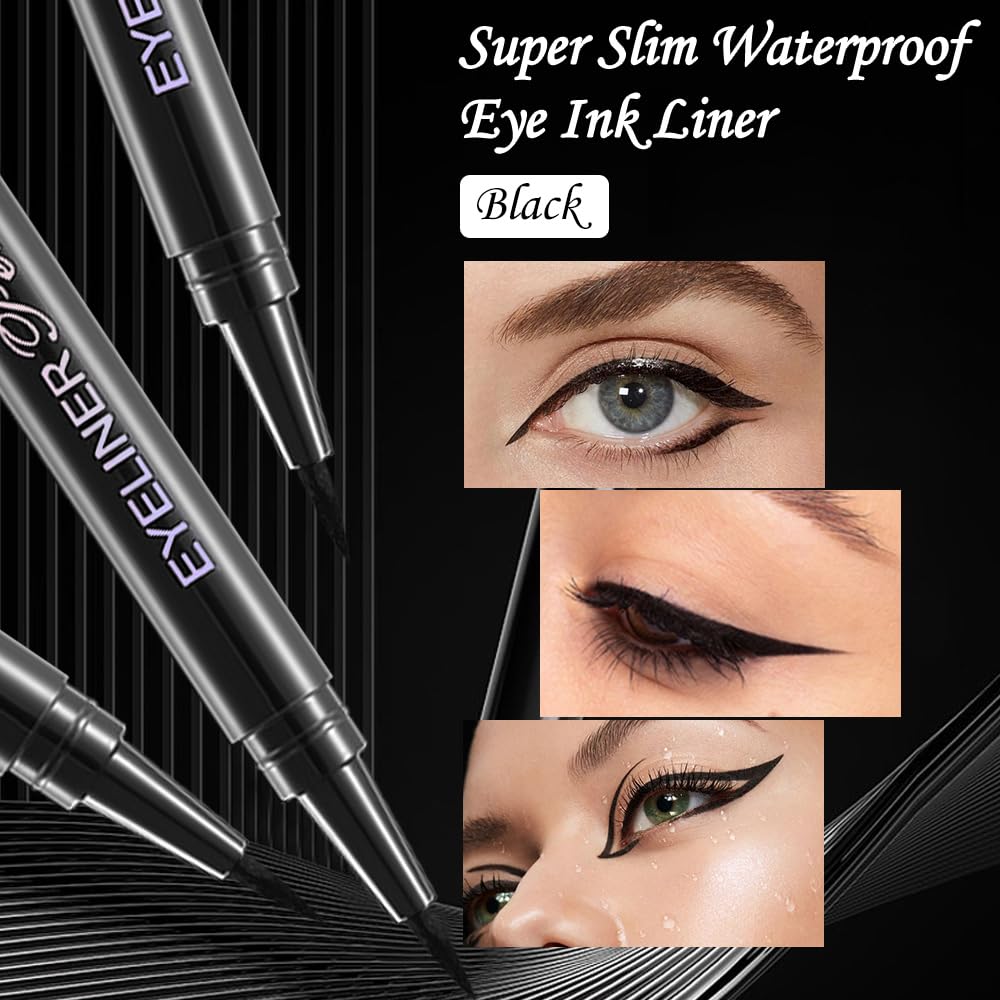 Anwuozu pen applied to eyelid demonstrating smooth glide and clean wing result