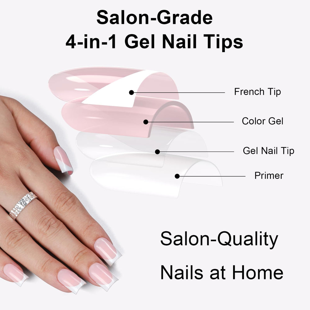 Anyos lifestyle shot wearing short square French nails for instant polished look