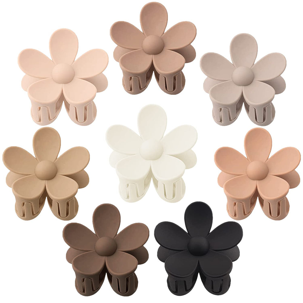 AOENJIE front view of the eight flower clips, showing color variety and pack benefit