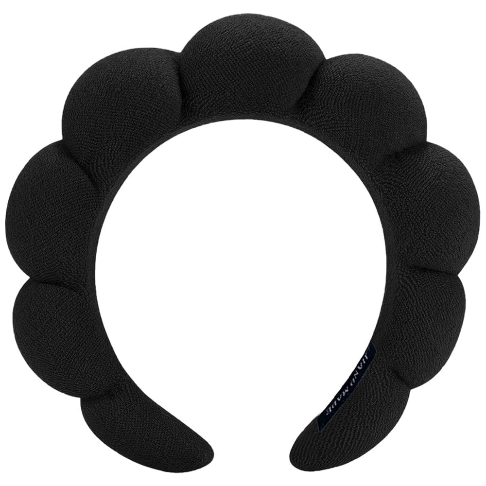 AOENJIE black puffy headband front view shows snug, comfy design advantage