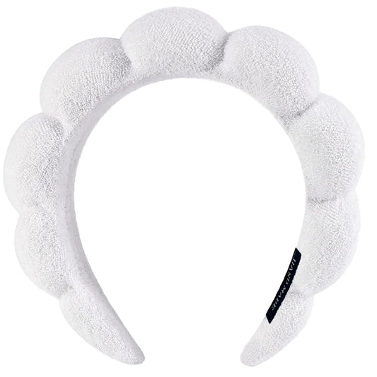 AOENJIE front view white headband showing secure fit and soft comfort