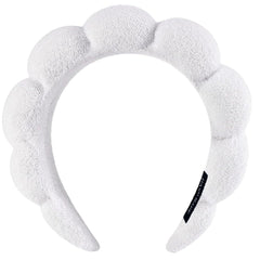 AOENJIE front view white headband showing secure fit and soft comfort