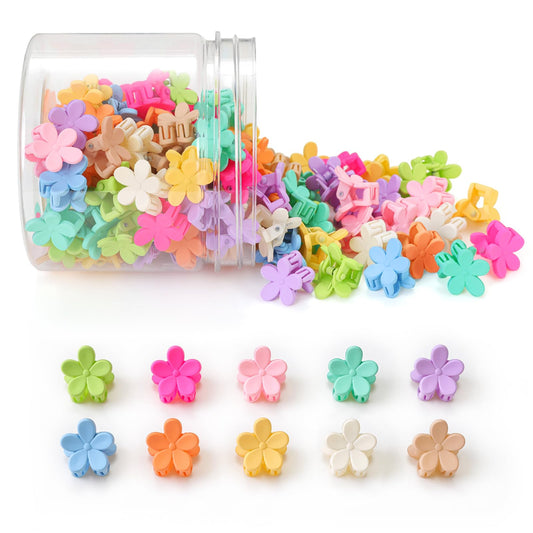 AOENJIE front pack of 100 mini flower clips showing variety and value