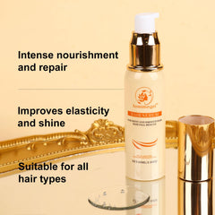 Aomimegel being applied to damp hair demonstrating even coverage and frizz control benefit