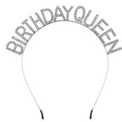 AOPRIE silver crown front view showing elegant shape and fit for celebrations