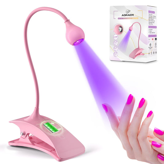 AORAEM front view of pink lamp showing controls and compact design, ideal portability