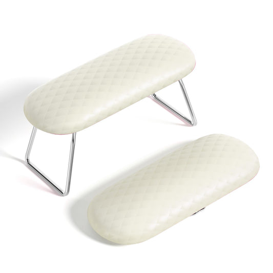 AORAEM front view of creamy white manicure arm rest showing ergonomic shape and support