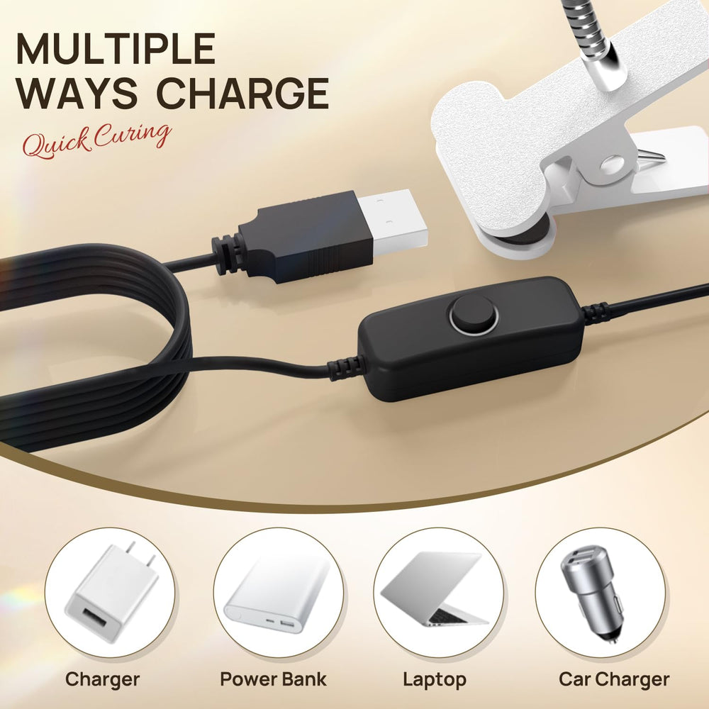AORAEM USB cable and plug powering the lamp for portable use on the go