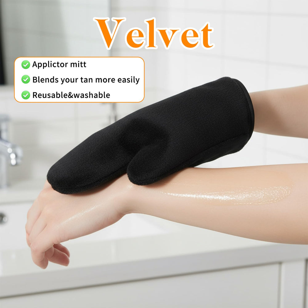 Apausvcm mitt used to reach the back showing easy application on hard-to-reach areas