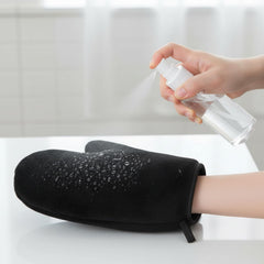Apausvcm mitts staged on bathroom counter showing reusable travel-ready set