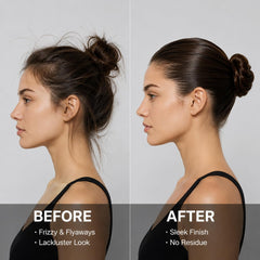 Model applying ApexFlow for a slick-back wet look with flexible hold