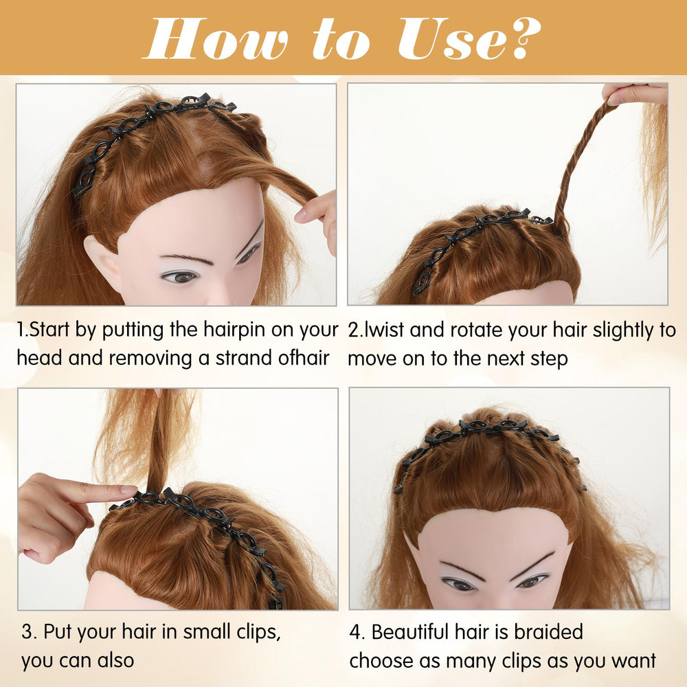 Apojgitn black headband on curly hair keeping front sections tidy and styled