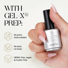 APRÉS Gel-X Prep applied to inside of Gel-X tip demonstrating improved adhesion preparation