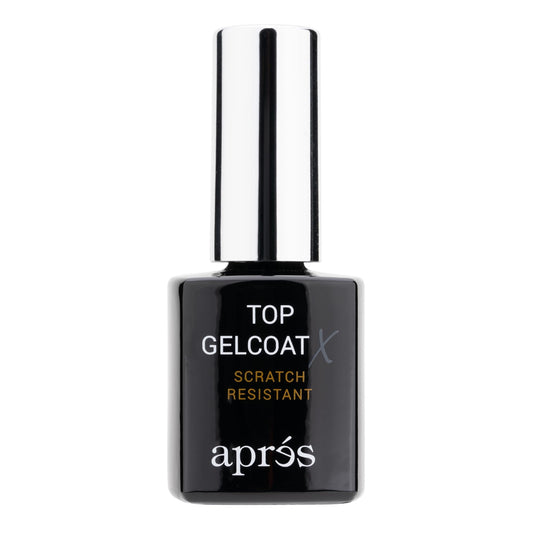 APRÉS Top Gelcoat X front bottle showing labeling and glossy benefit