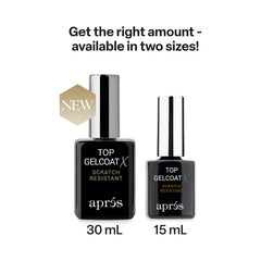 APRÉS Top Gelcoat X on finished manicure in salon setting for long-lasting shine