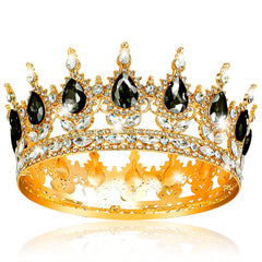 Aprince tiara front view showing gold and black finish and elegant silhouette