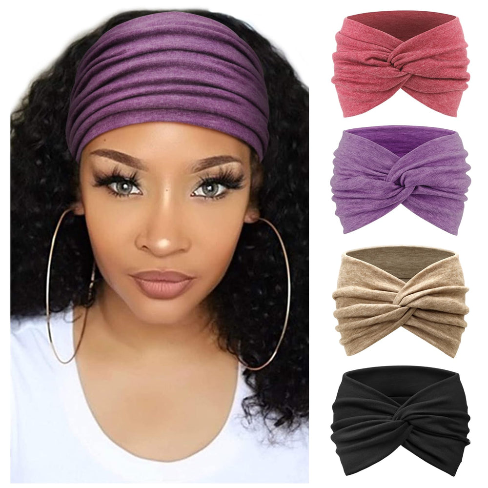 AQOKKA front view of wide headband showing full turban shape and coverage