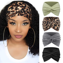 AQOKKA front view knotted turban headband shows stylish knot and coverage benefit