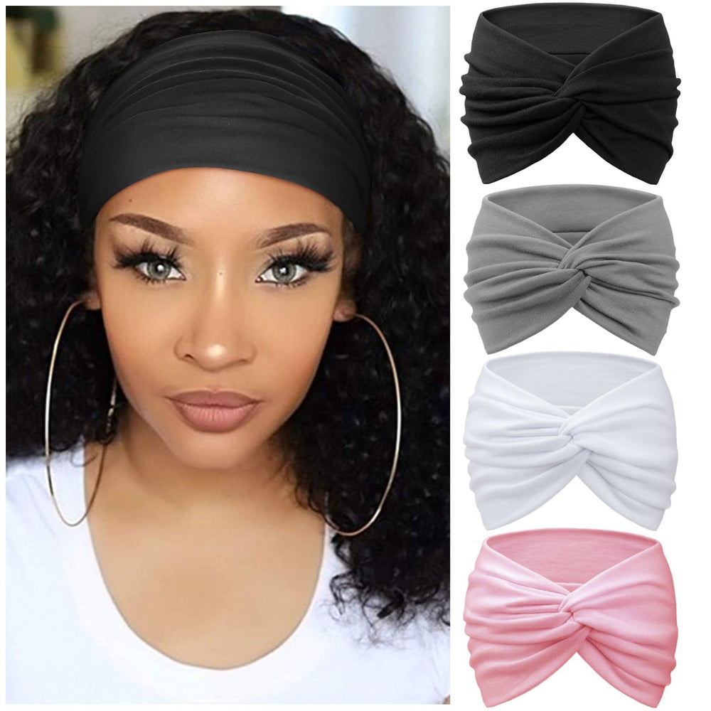 AQOKKA front view of packaged headbands showing colors and style benefit