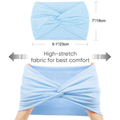 AQOKKA headband held in hand showing stretch and size compatibility benefit