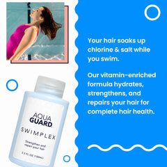 AQUA GUARD SwimPlex being applied to wet hair showing smoother, more manageable strands