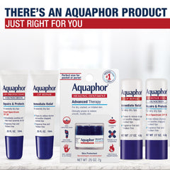Ingredient label on Aquaphor lip repair tube showing shea and chamomile benefits