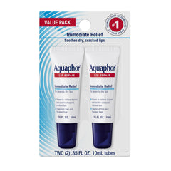 Aquaphor lip repair front packaging showing two tubes and brand relief