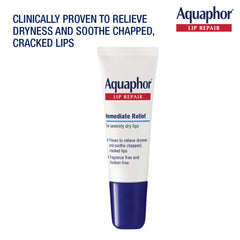 Close-up of one Aquaphor lip repair tube highlighting convenient applicator